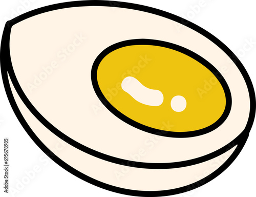 Hand drawn vector illustration of sunny side up fried egg with bright yellow yoke | Culinary Food Icon Poster Design