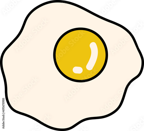 Hand drawn vector illustration of sunny side up fried egg with bright yellow yoke   Culinary Food Icon Poster Design © Studio Pyro