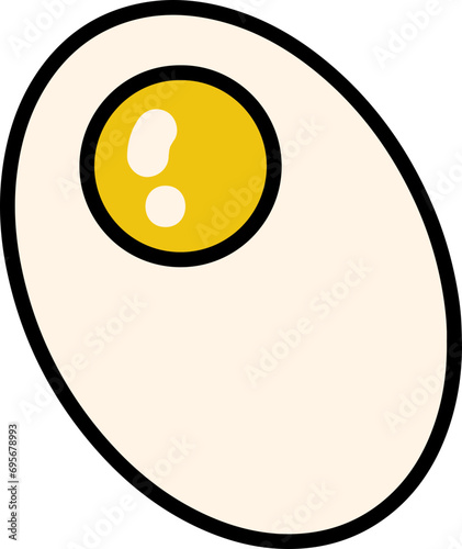 Hand drawn vector illustration of sunny side up fried egg with bright yellow yoke | Culinary Food Icon Poster Design