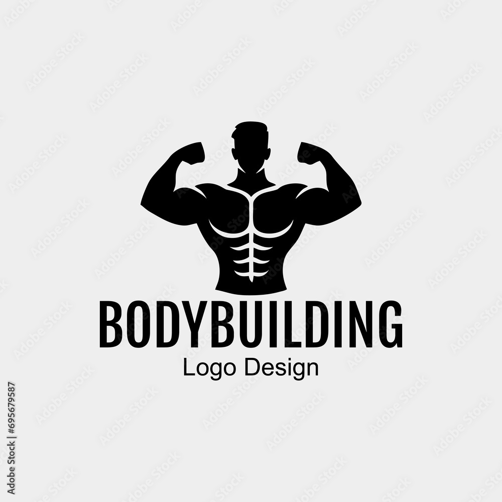 Body building minimalist logo design inspiration tempalte