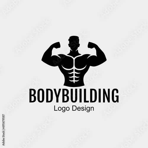 Body building minimalist logo design inspiration tempalte © IrelDraw