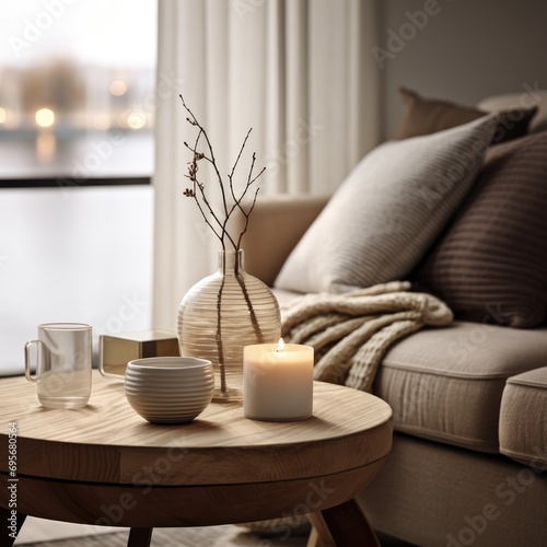 Contemporary Accent: Enhance Your Coffee Table Decor with Modern Jars and Candle - Elevate Your Living Space with Sleek Design and Versatility.
