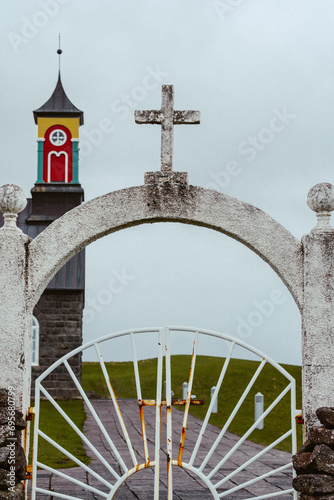 Hvalsneskirkja colorful small church in southwest Iceland  photo