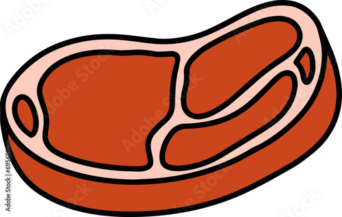 Hand drawn doodle vector illustration of Meat and Steak | Culinary food poster menu book template Icon.