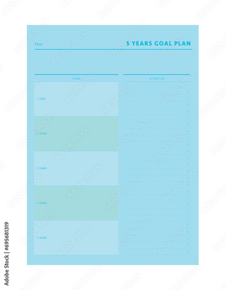 5 year planner. Minimalist planner template set. Vector illustration. 5 year planner. Minimalist planner template set. Vector illustration.