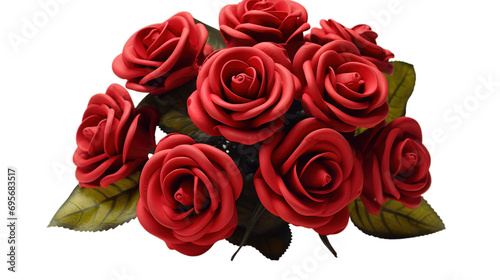Valentine s Day with red roses isolated on transparent background  Generative ai.