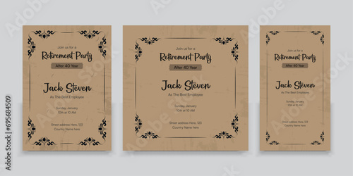 A set of Retirement Party Invitation Layout, Happy retirement. Party invitation.