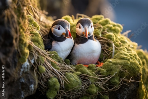 Nest Over Reynisfjara: Puffins Find Coastal Haven Nesting Along Iceland's Majestic Cliffs - A Nature Reserve Abuzz with Atlantic Avian Majesty.