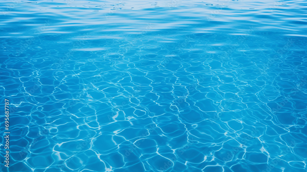 Blue water pool surface - obrazy, fototapety, plakaty 