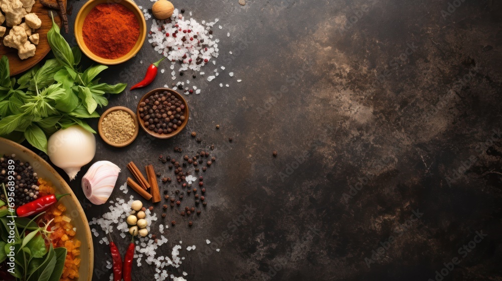 Asian food background with various ingredients  - obrazy, fototapety, plakaty 