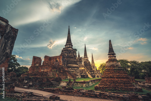 Wat Chaiwatthanaram landmark famous temple in Ayutthaya while sunset, Ayutthaya Historical Park. Thailand-world heritage.