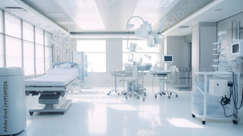 Blurred operating room at modern hospital  Healthcare concept  modern hospital