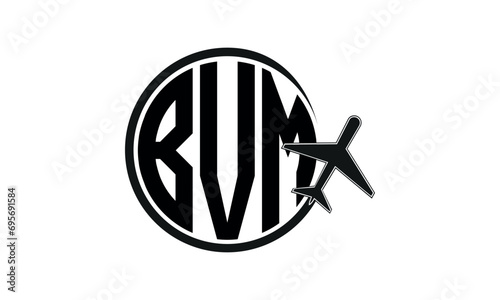 BVM three initial letter circle tour & travel agency logo design vector template. hajj umrah agency, abstract, wordmark, business, monogram, minimalist, brand, company, flat, tourism agency, tourist