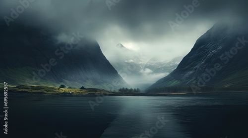 Moody mountain landscape in Norway