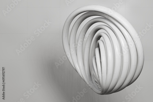 Fototapeta Naklejka Na Ścianę i Meble -  abstract background, 3d art wallpaper design with circle spiral, technology business backdrop with negative space for text, homepage banner, white