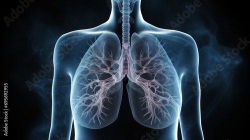 Male lung cancer biopsy respiratory system in x-ray. photo