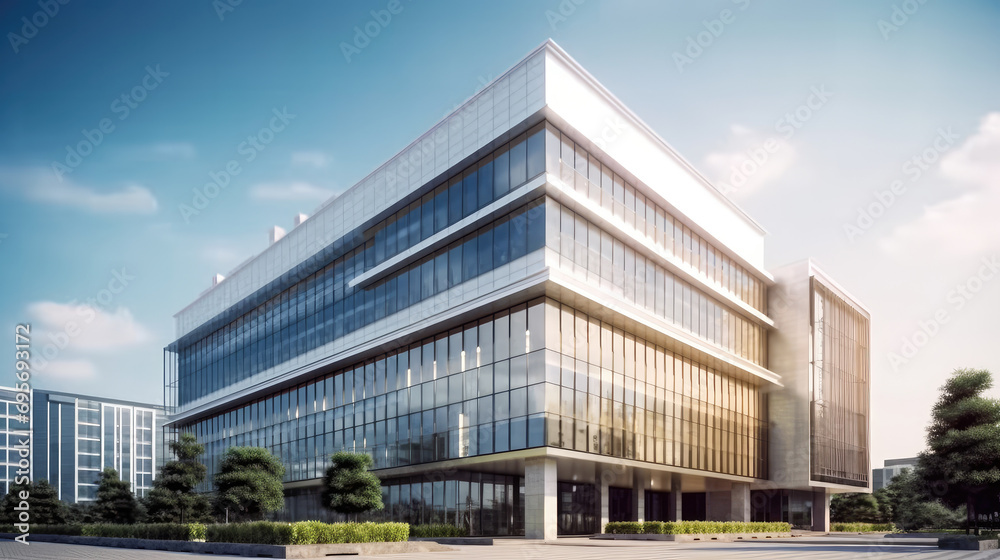 3D modern business office building