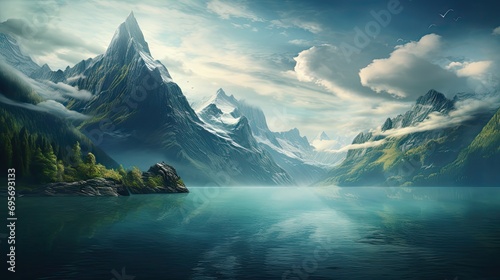 Mountains Surrounded By Water