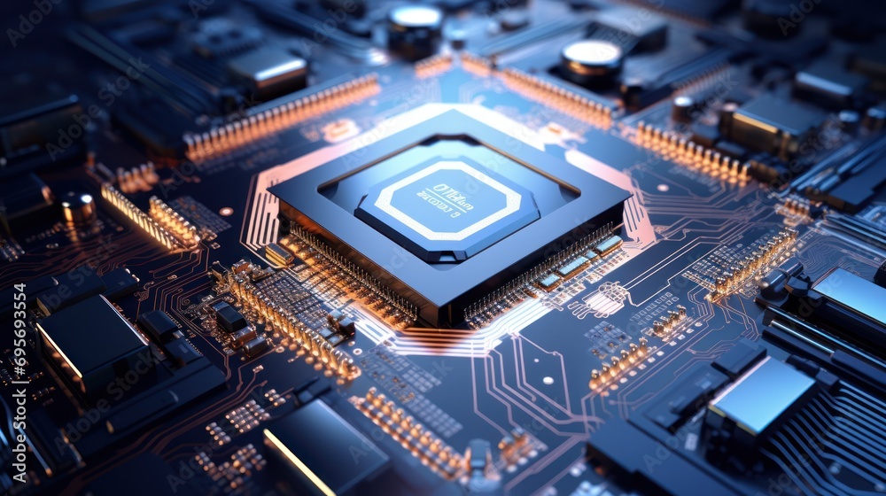 Fototapeta premium microprocessor system, cyber technology, 