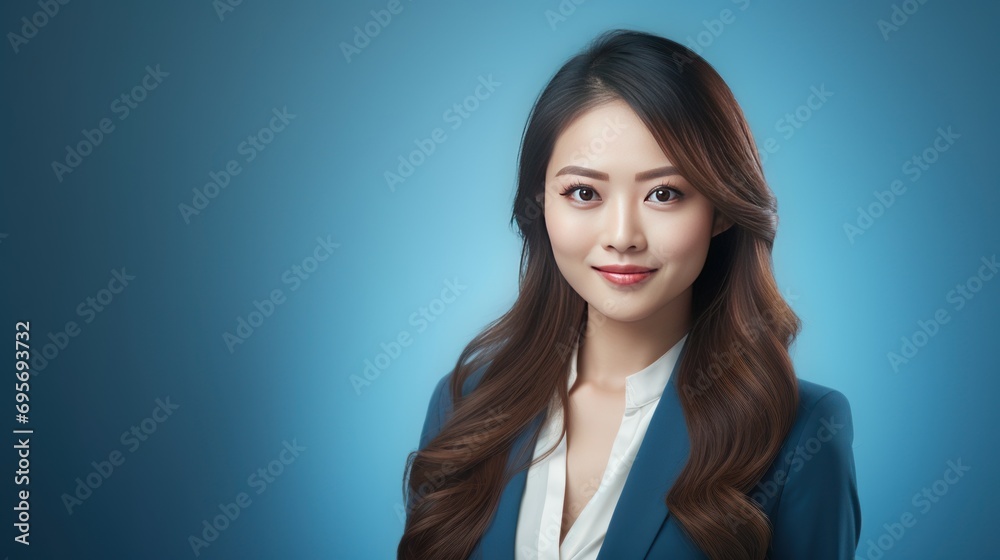 business woman asian on blue background business woman asian on blue background