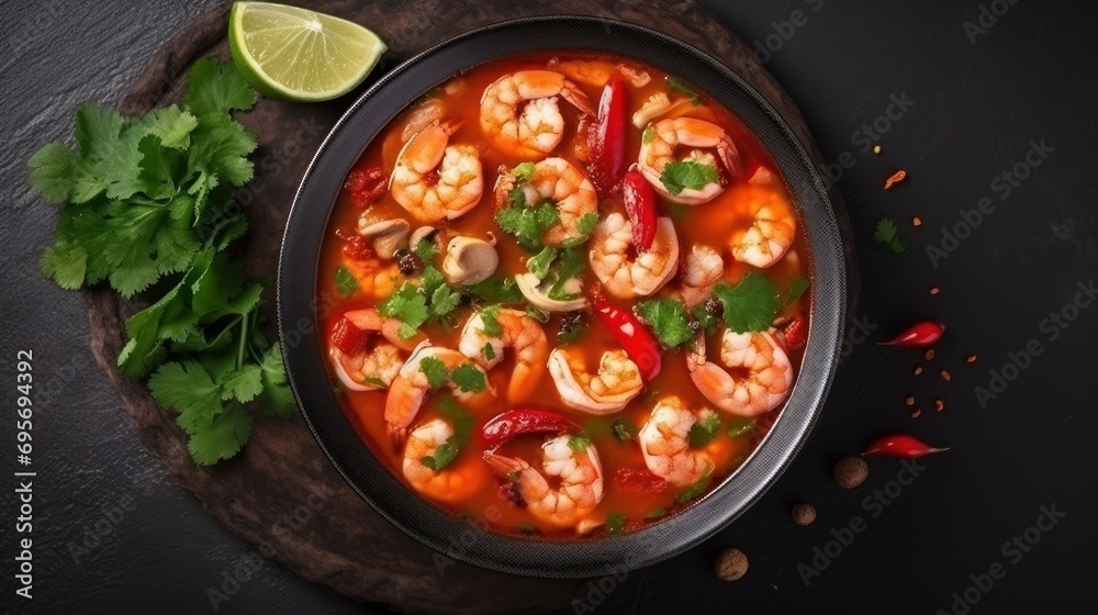 Tom Yam Kung ,Prawn and lemon soup with mushrooms, thai food Tom Yam Kung ,Prawn and lemon soup with mushrooms, thai food