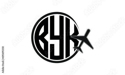 BYK three initial letter circle tour & travel agency logo design vector template. hajj umrah agency, abstract, wordmark, business, monogram, minimalist, brand, company, flat, tourism agency, tourist photo