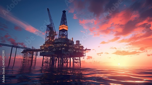 oil rig at sunset © paisorn