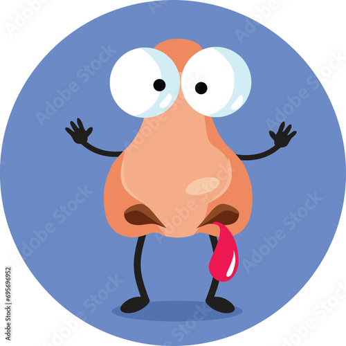 Funny Nose Bleeding Character Medical Concept Illustration. Hemorrhaging nostril being a symptom of a serous disease 

