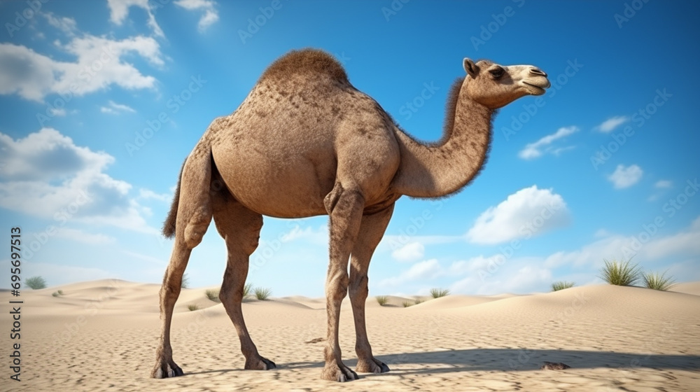 Dromedary Camel Sahara Desert Merzouga Morocco. Generative AI Dromedary Camel Sahara Desert Merzouga Morocco. Generative AI