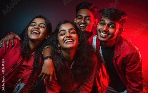 young indian friends group enjoying and laughing together