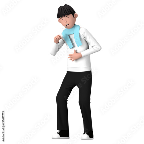 Sick man patient flu cough fever cold