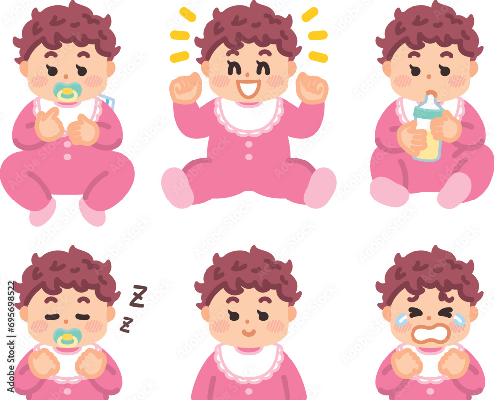 赤ちゃんの表情イラストセット 赤ちゃんの表情イラストセット