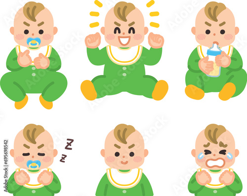 赤ちゃんの表情イラストセット