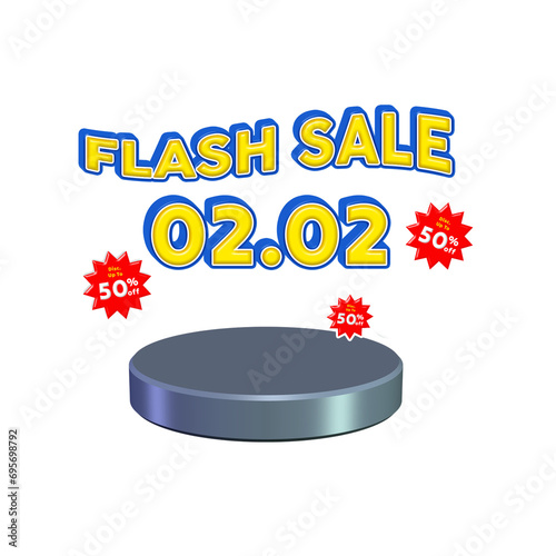 Flash sale discount with podium 3D render
