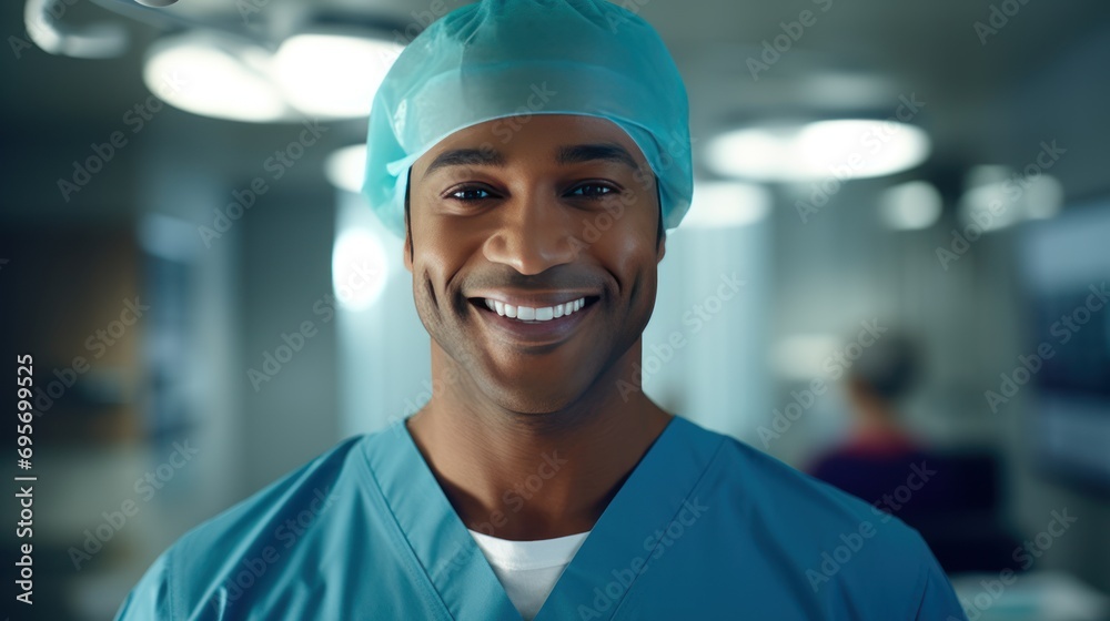 Happy optimistic young hospital surgeon, Happy optimistic young hospital surgeon,