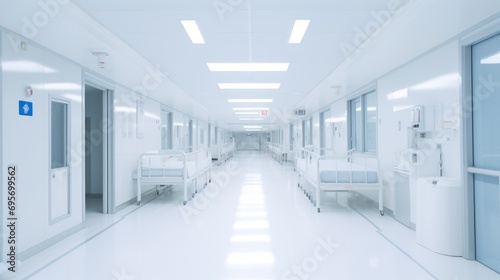 hospital corridor. Space in the ICU unit in the early morning,