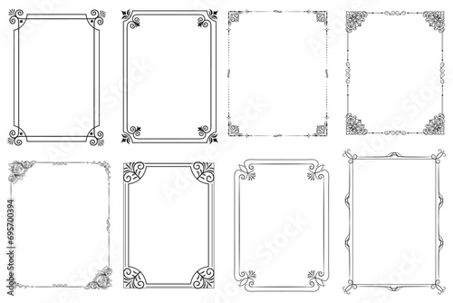 Set of Decorative vintage frames and borders. floral ornamental frame. Calligraphic frame and page decoration. Vector illustration