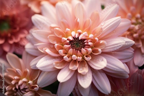 close up shot of beautiful pink flower with water droplets on it generative ai 