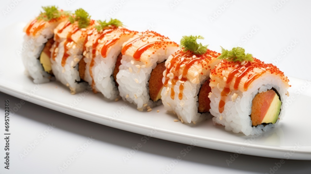 a crab sushi on a white background a crab sushi on a white background