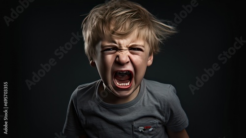 Emotional Tantrum and Angry little boy at home 
