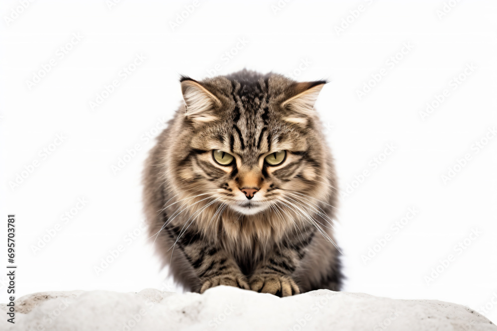 a cat sitting on top of a snow covered ground a cat sitting on top of a snow covered ground