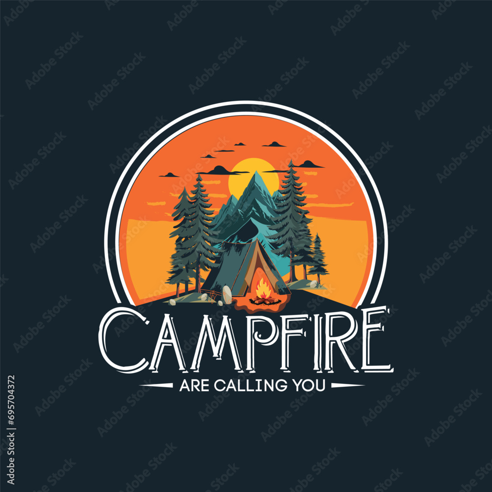 Camping and adventure illustration logo vector
