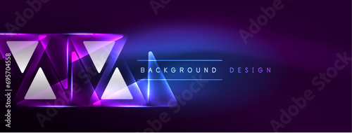 Neon lights hacking geometric background, virtual reality or artificial intelligence concept, cyberpunk geometric template for wallpaper, banner, presentation, background