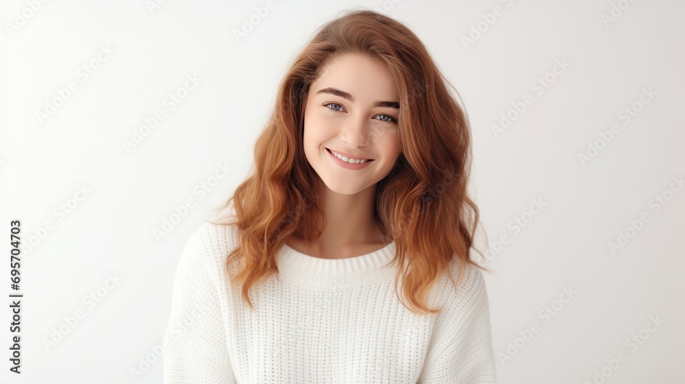 Portrait of young happy beautiful woman smiling Portrait of young happy beautiful woman smiling