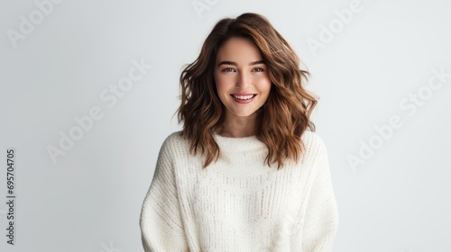 Portrait of young happy beautiful woman smiling 