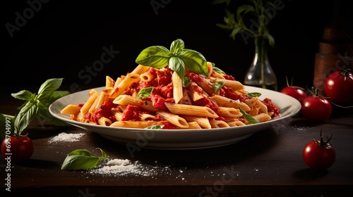 authentic italian penne all'arrabbiata delight - high-quality food photography