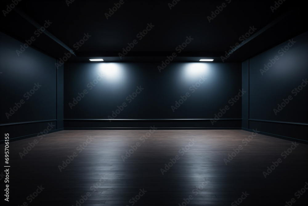a dark room with three lights on the wall a dark room with three lights on the wall