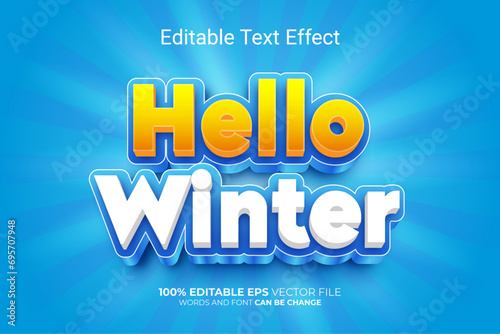 Hello Winter 3d editable vector text effect style