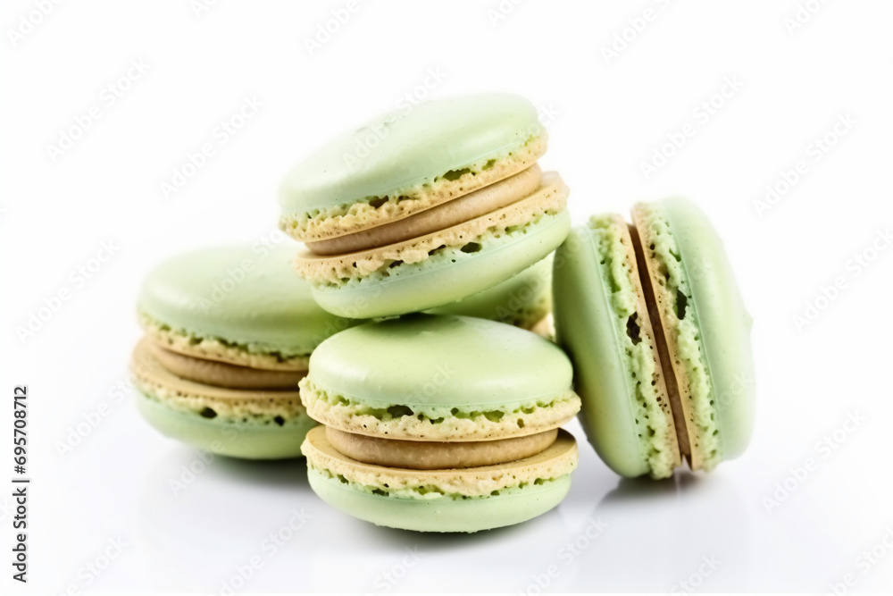 a stack of macarons with green frosting on top