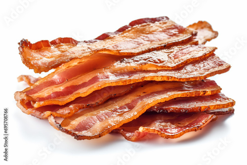a pile of bacon sitting on top of a white surface